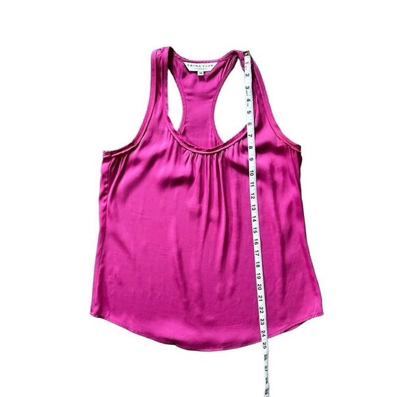 Trina Turk Silk Stretch Pink Racerback Scallop Trim Tank Top 298601 Size Medium - Picture 9 of 14